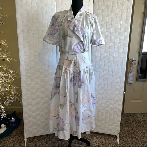 Vintage Carol Anderson Women’s Pastel Floral Button Front Midi Dress Size 13 - Picture 11 of 14